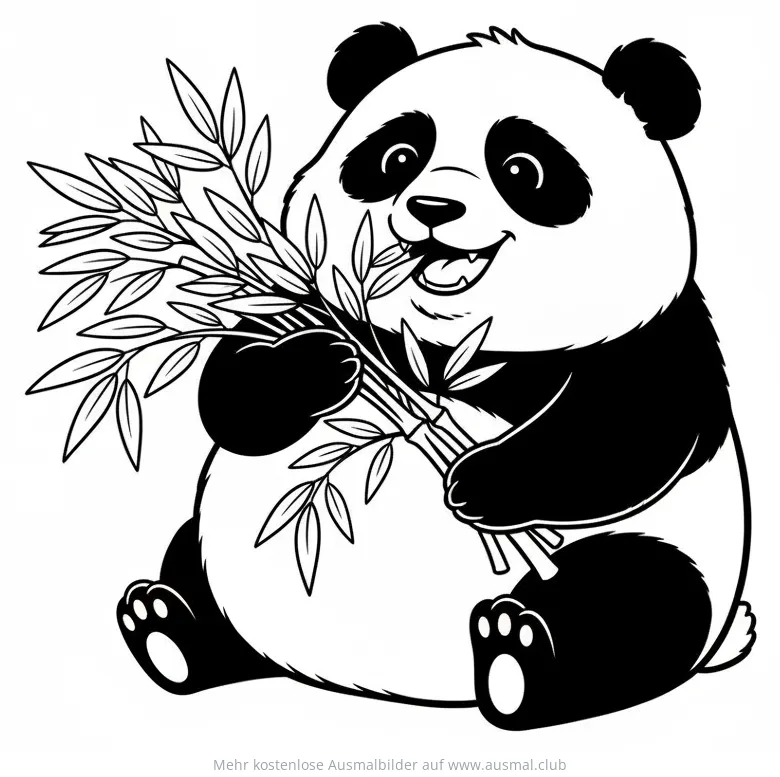 Panda isst Bambus Ausmalbild