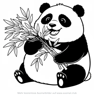 Panda isst Bambus Ausmalbild