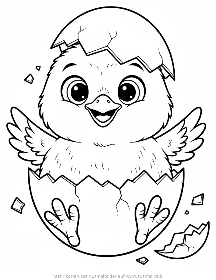 Küken schlüpft aus Ei Ausmalbild