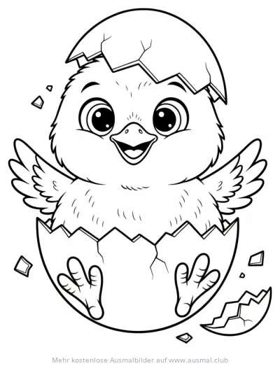 Küken schlüpft aus Ei Ausmalbild