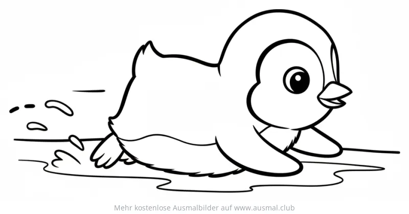 Pinguinbaby schlittert über das Eis Ausmalbild