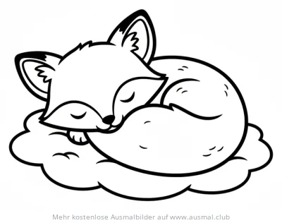Schlafendes Fuchsbaby auf Wolke Ausmalbild