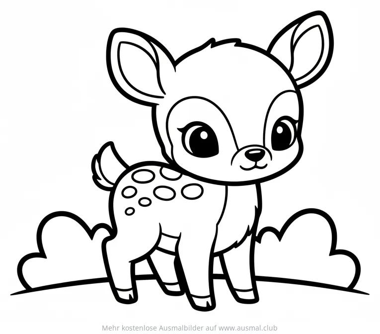 Rehkitz Ausmalbild mit Tupfen im Wald