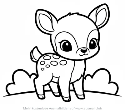 Rehkitz Ausmalbild mit Tupfen im Wald