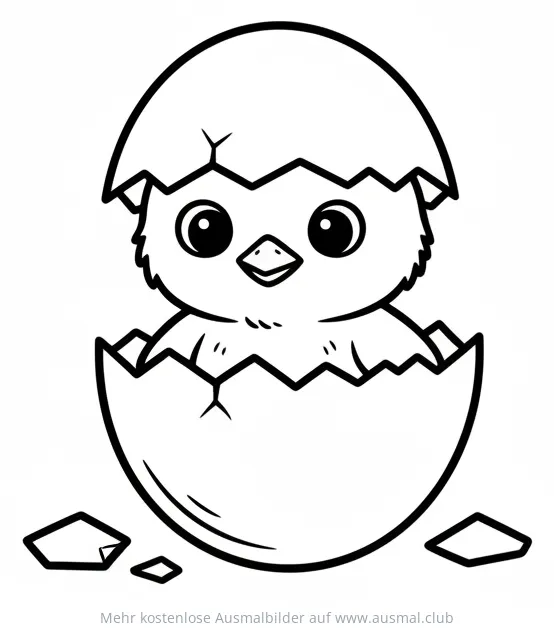 Küken schlüpft aus Ei Ausmalbild