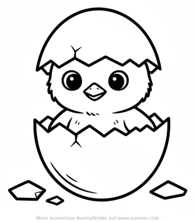 Küken schlüpft aus Ei Ausmalbild
