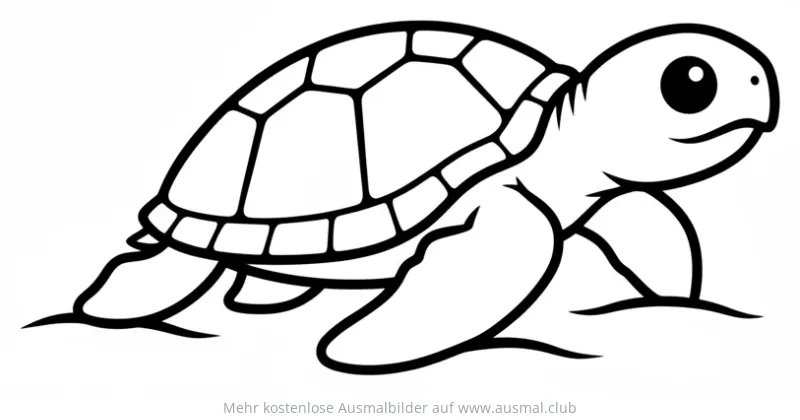 Schildkrötenbaby Ausmalbild mit detailliertem Panzer