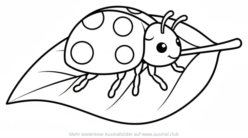 Marienkäferbaby auf einem Blatt Ausmalbild