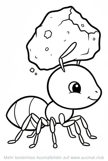 Ameisenbaby mit Stein Ausmalbild