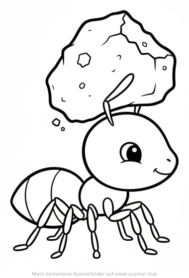 Ameisenbaby mit Stein Ausmalbild