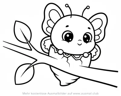 Niedliches Schmetterlingsbaby schlüpft aus dem Ei, Ausmalbild