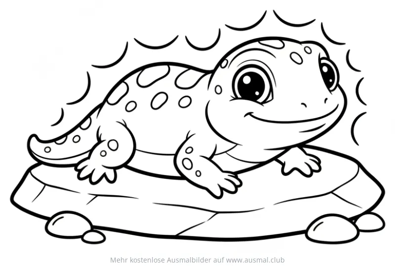 Echsenbaby liegt auf Felsen Ausmalbild