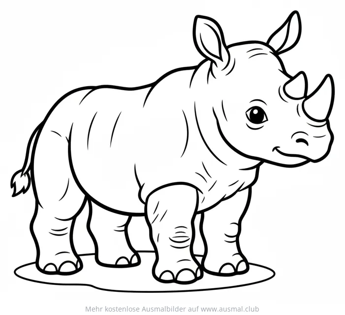 Niedliches Nashornbaby Ausmalbild