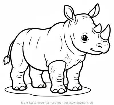 Niedliches Nashornbaby Ausmalbild