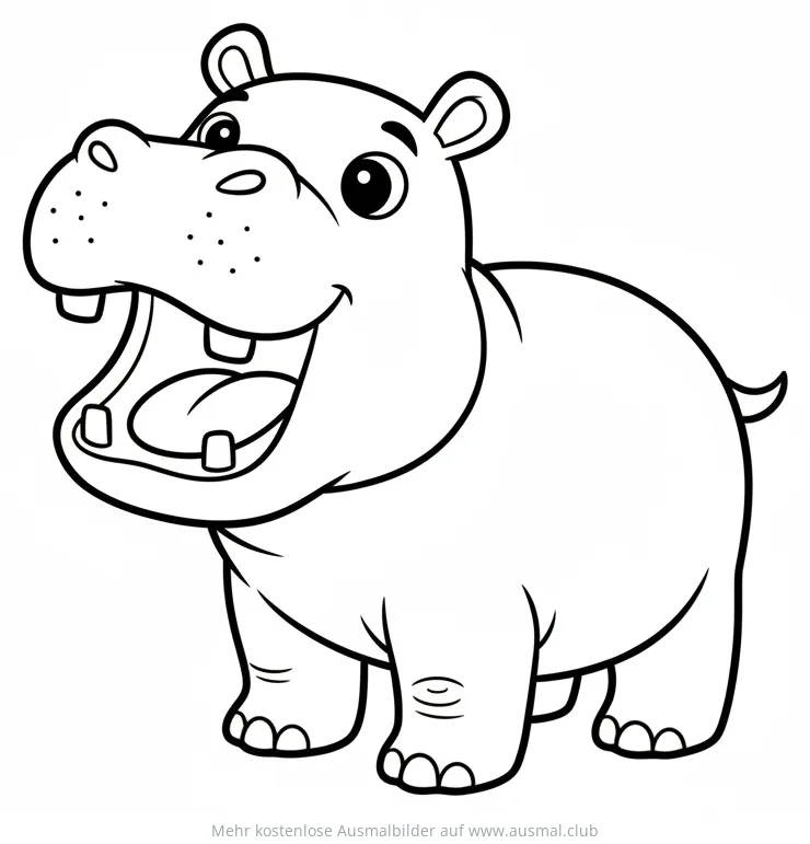 Flusspferd Baby Ausmalbild mit offenem Maul