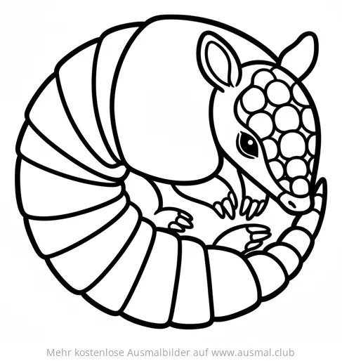 Eingerolltes Gürteltierbaby Ausmalbild