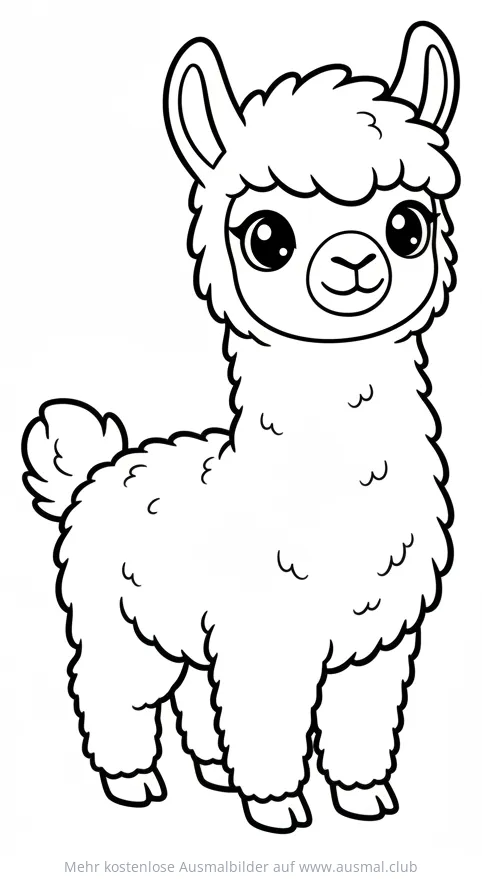 Niedliches Lama Baby Ausmalbild