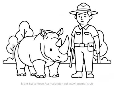 Nashorn mit Ranger Ausmalbild