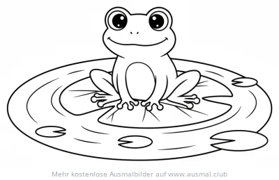Frosch auf Seerosenblatt Ausmalbild