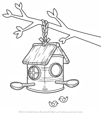 Vogelhaus aus Konservendose Ausmalbild