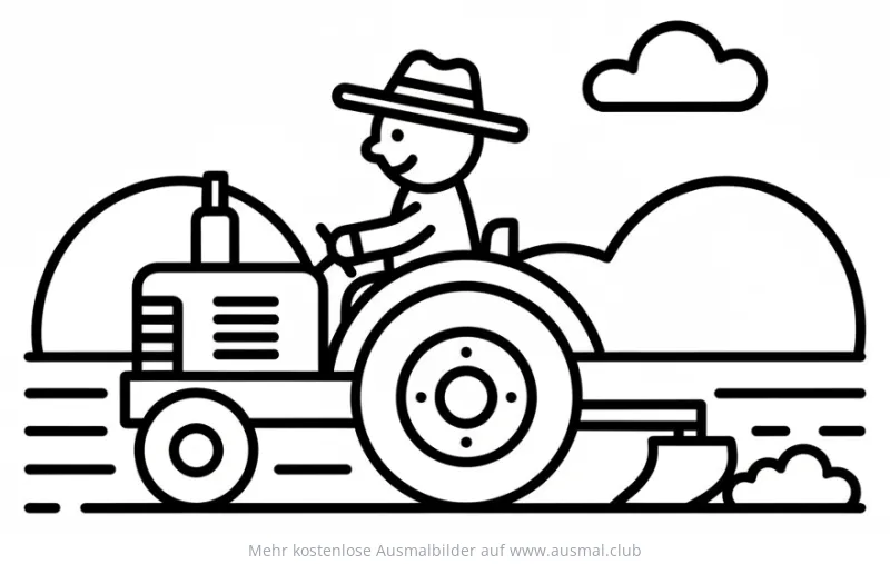 Traktor mit Bauer Ausmalbild