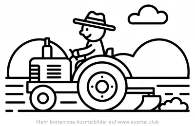 Traktor mit Bauer Ausmalbild