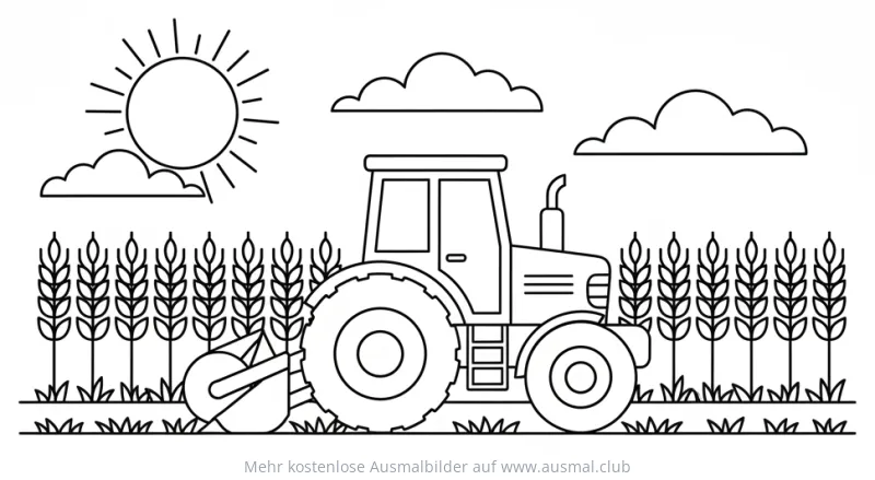 Traktor Ernte Ausmalbild