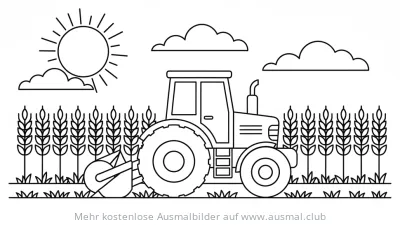 Traktor Ernte Ausmalbild