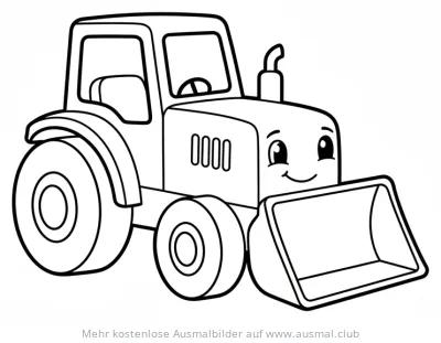 Roter Traktor Ausmalbild mit Schaufel