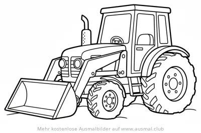 Traktor mit Schaufel Ausmalbild