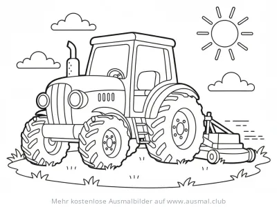 Traktor mit Rasenmäher Ausmalbild