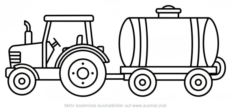 Traktor mit Tankwagen Ausmalbild