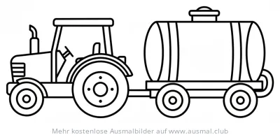 Traktor mit Tankwagen Ausmalbild