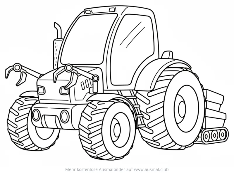 Zukunft Traktor Ausmalbild mit Greifarmen