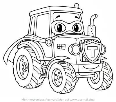 Traktor Held mit Umhang und Maske Ausmalbild