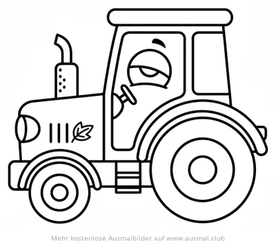 Müder Traktor Ausmalbild mit Blatt