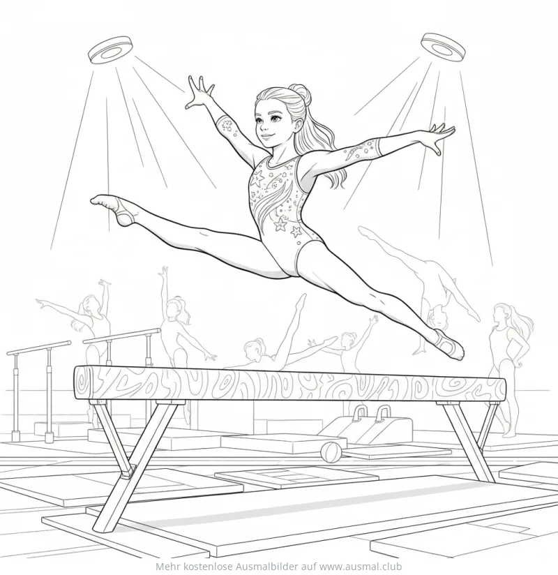 Turnerin auf Schwebebalken Ausmalbild