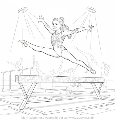 Turnerin auf Schwebebalken Ausmalbild