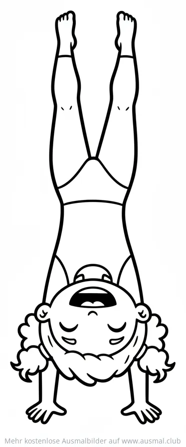 Mädchen macht Handstand Ausmalbild