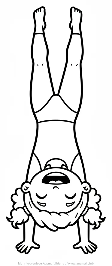 Mädchen macht Handstand Ausmalbild