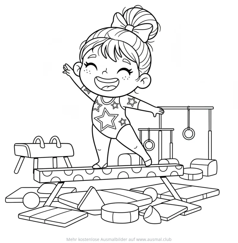 Turnerin auf Schwebebalken Ausmalbild