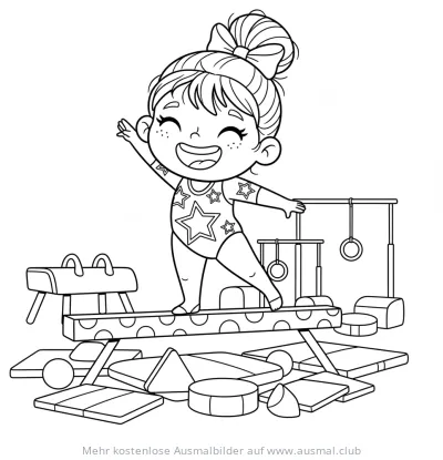 Turnerin auf Schwebebalken Ausmalbild