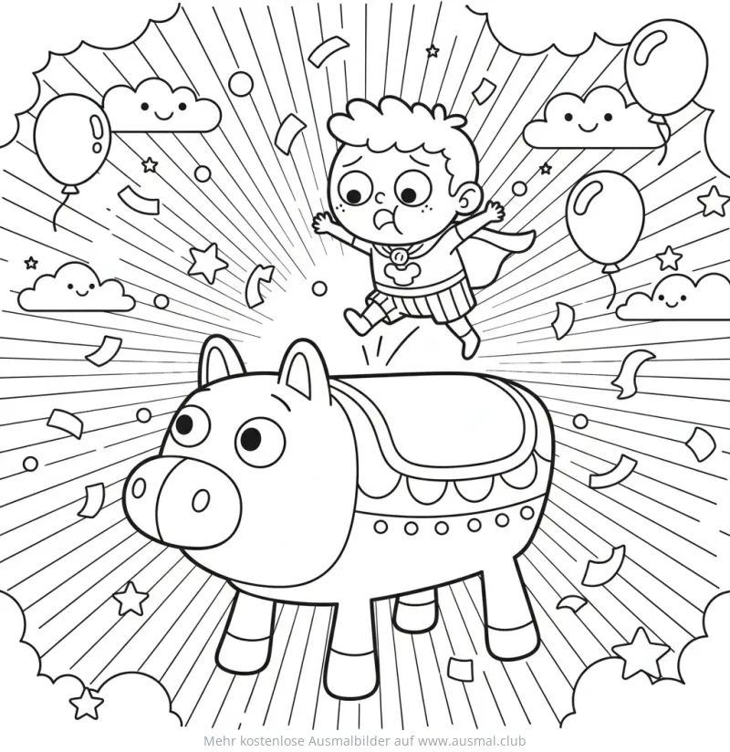 Turnender Junge auf Pauschenpferd Ausmalbild