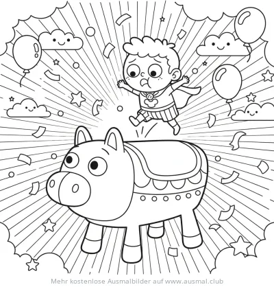 Turnender Junge auf Pauschenpferd Ausmalbild