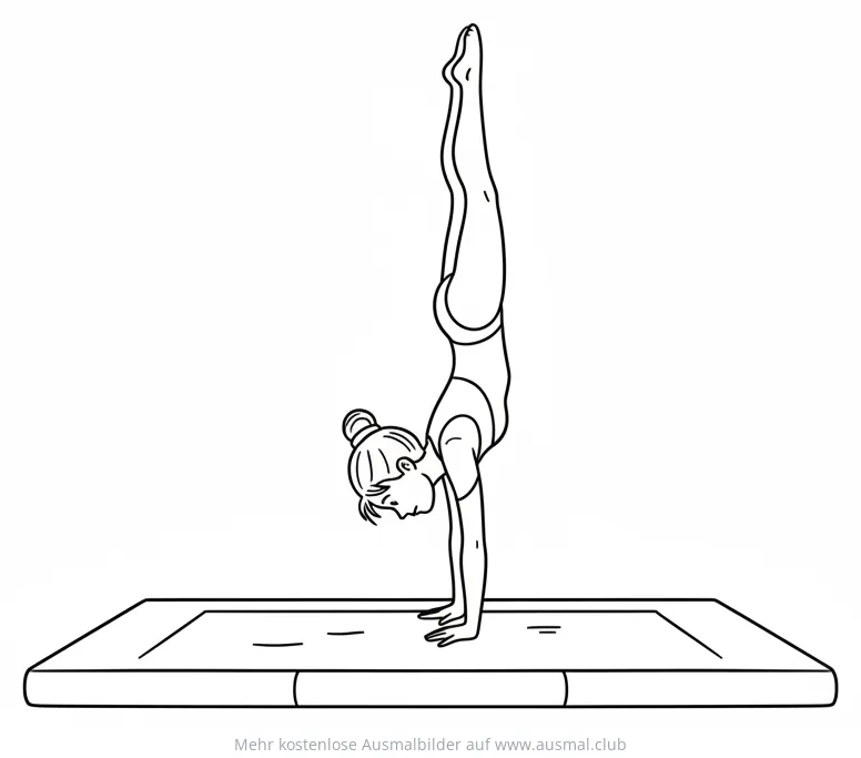Turner Handstand auf Turnmatte Ausmalbild