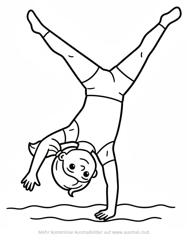 Mädchen macht Radschlag Ausmalbild