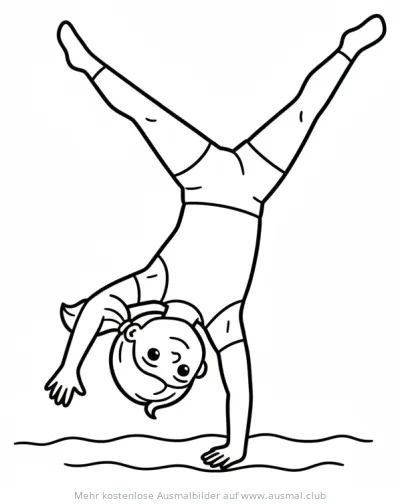 Mädchen macht Radschlag Ausmalbild