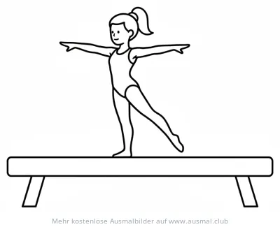 Turnerisches Mädchen auf Schwebebalken Ausmalbild