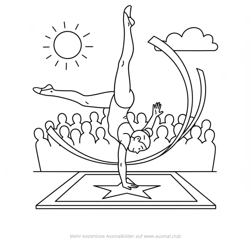 Turnerin bei Bodenübung Ausmalbild