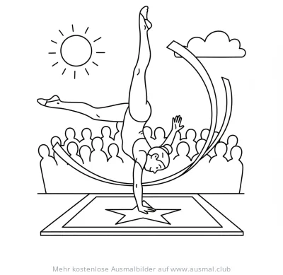 Turnerin bei Bodenübung Ausmalbild